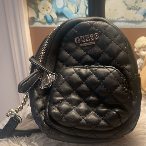 Guess Bags Nwt Guess Evan Mini Crossbody Bag Black Quilt Poshmark